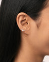 Triple Pearls Gold Single Earring