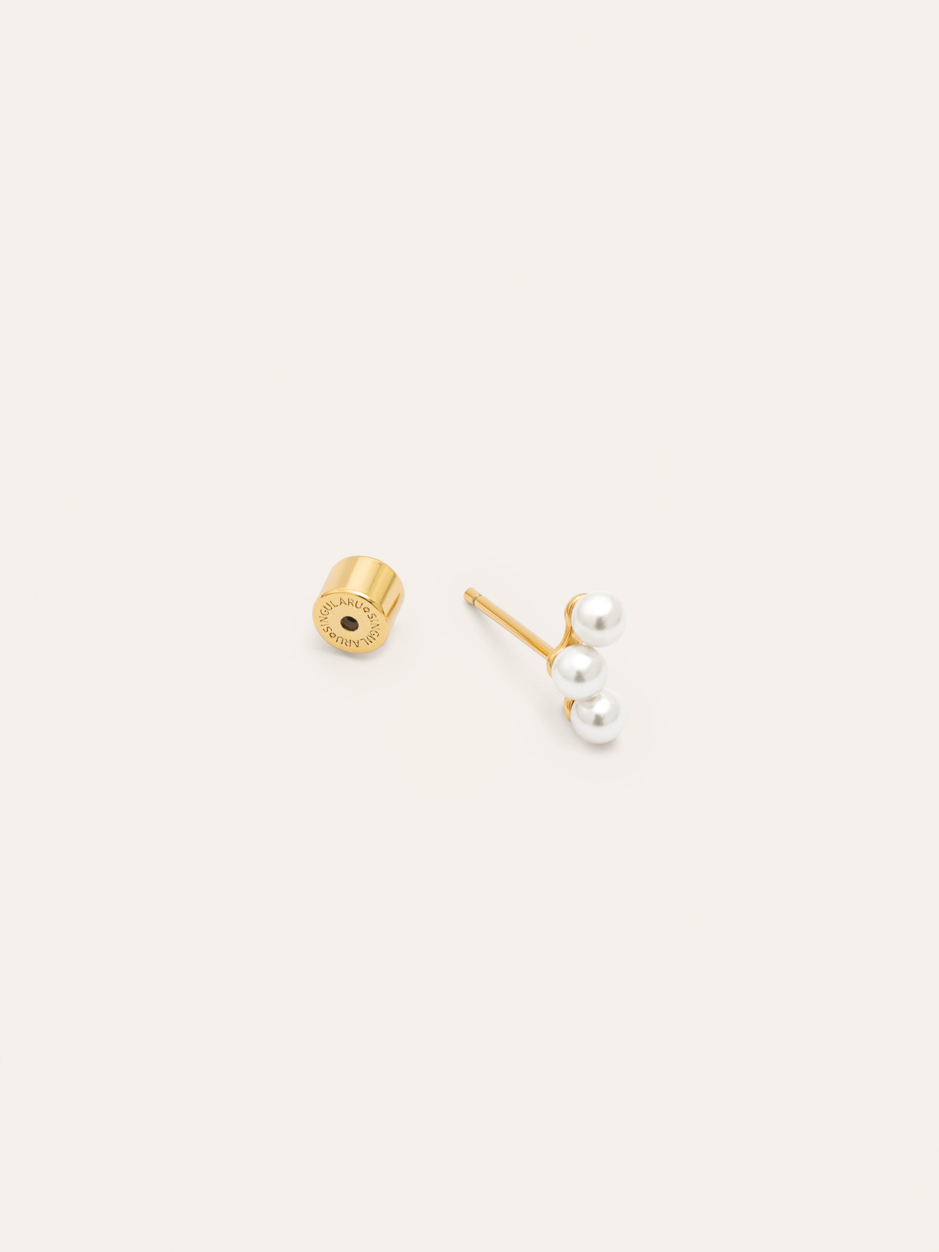 Triple Pearls Gold Single Earring