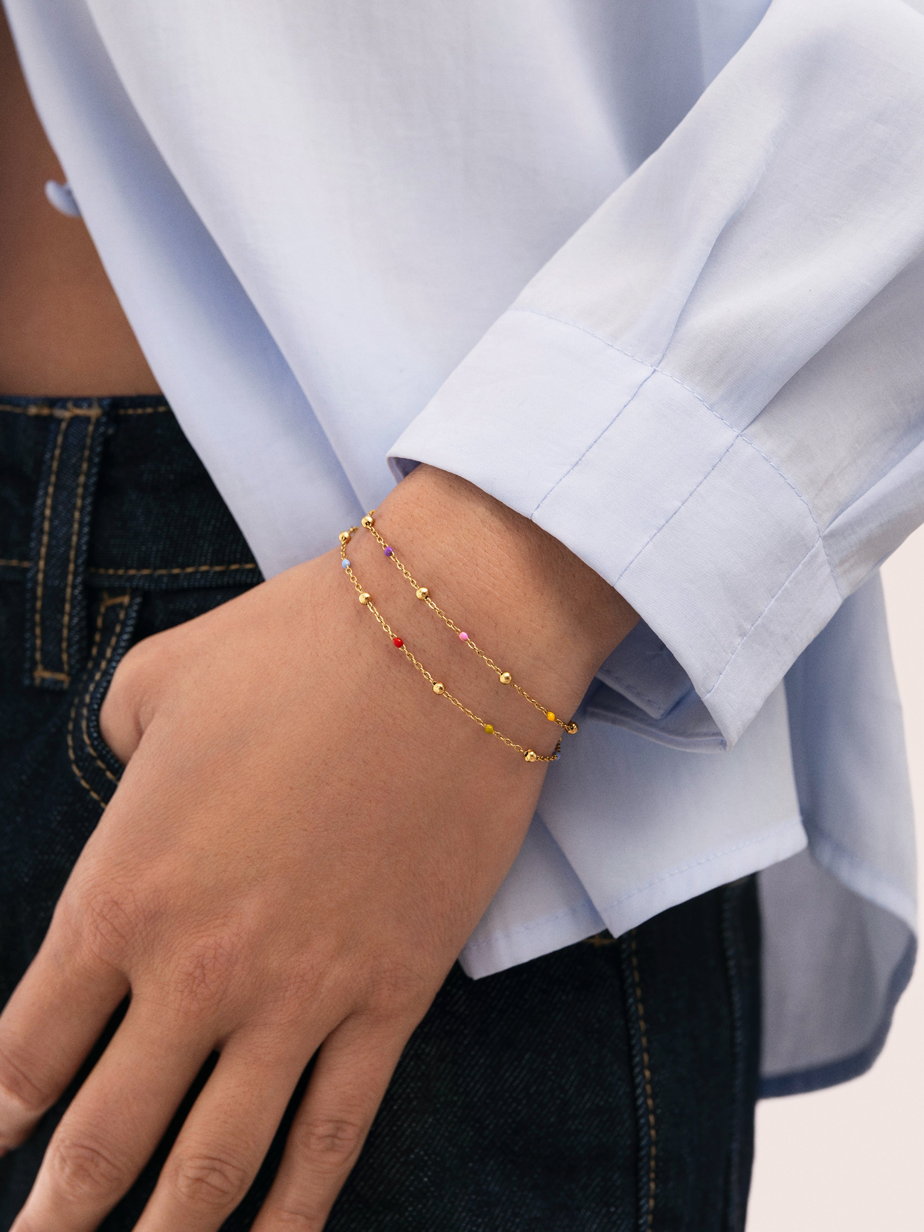 Friendship Color 2 Pack Gold Bracelets