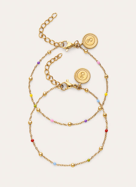 Friendship Color 2 Pack Gold Bracelets