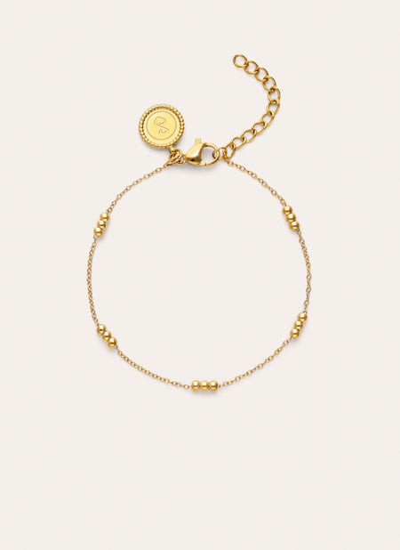 Pulsera Triple Dots Acero Baño Oro