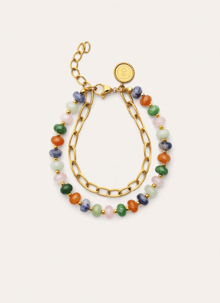 Pulsera Alpine Stones Acero Baño Oro