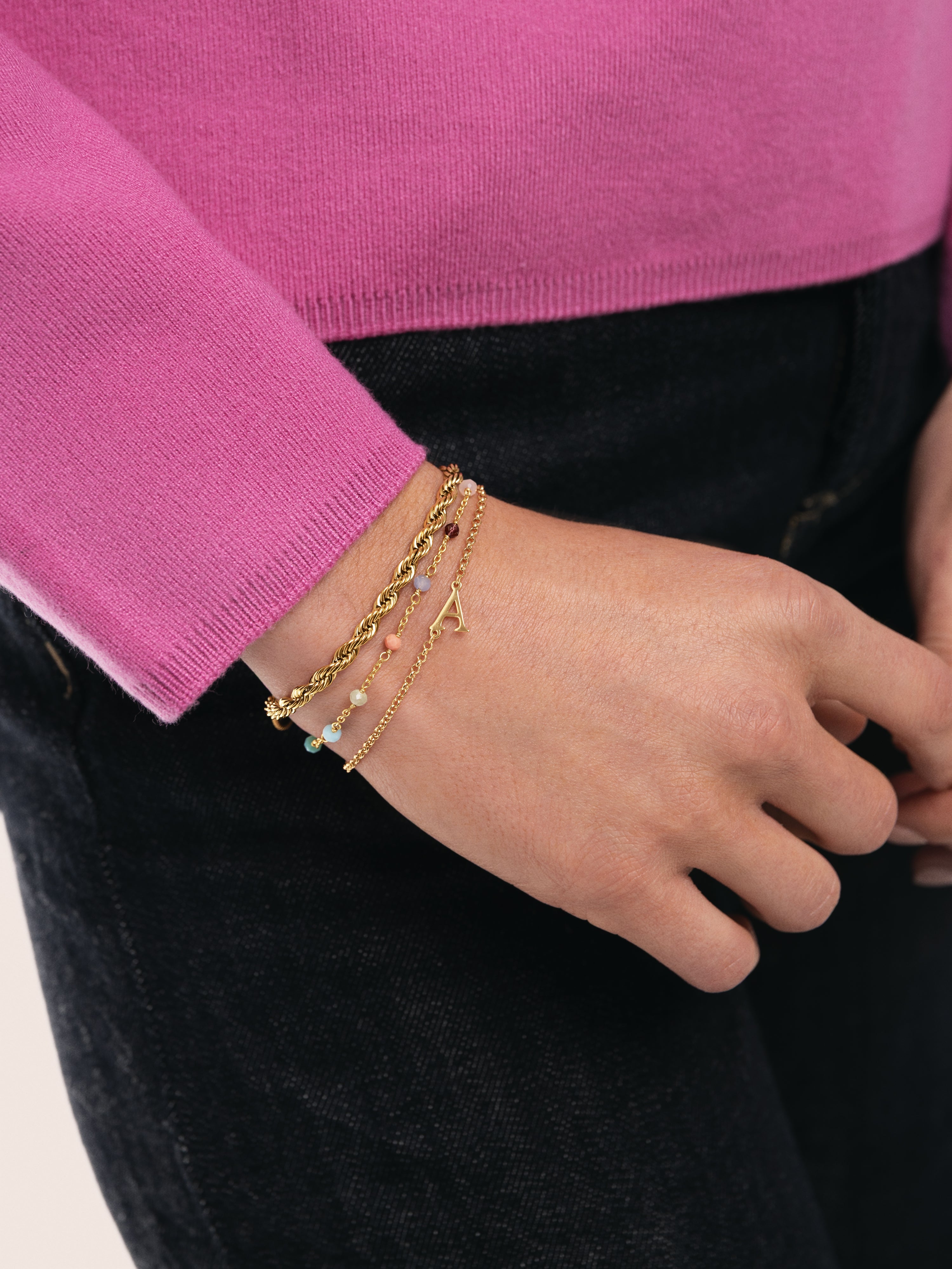 Pulsera Big Cord Acero Baño Oro