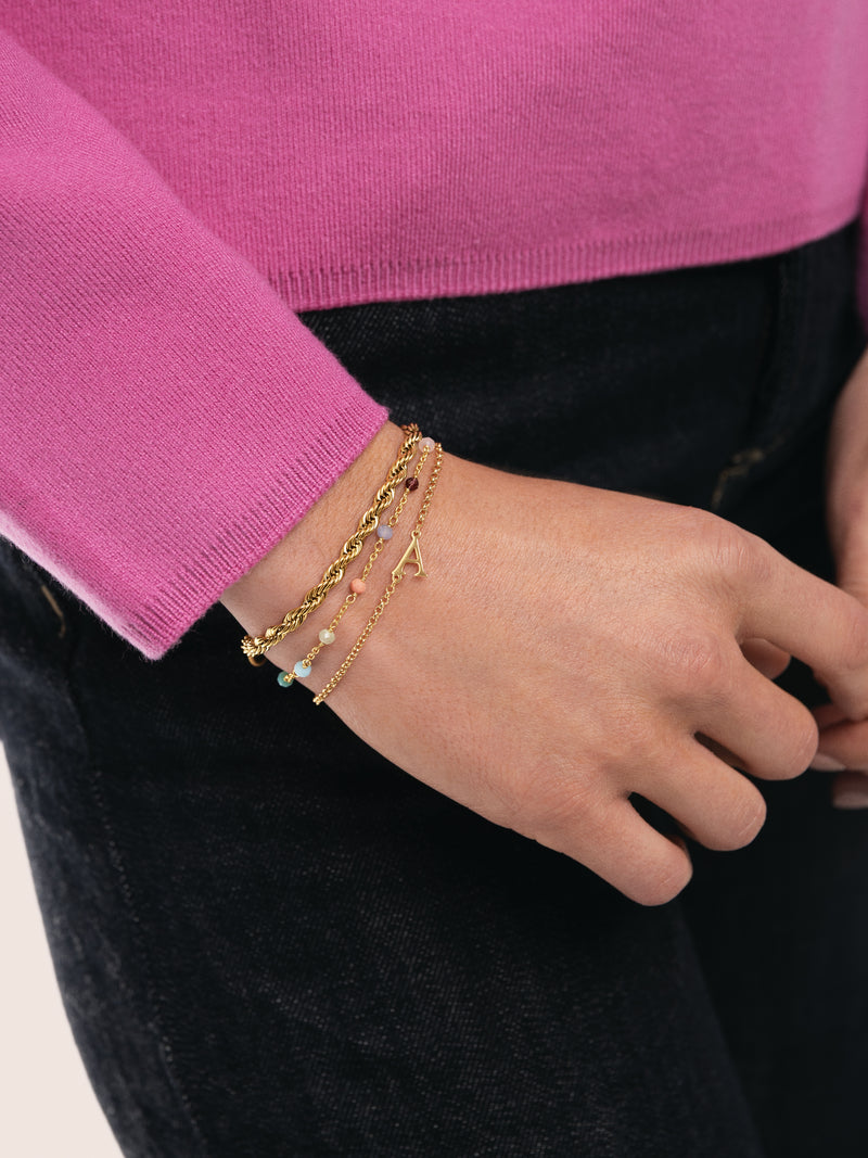 Single Letter Gold Bracelet 