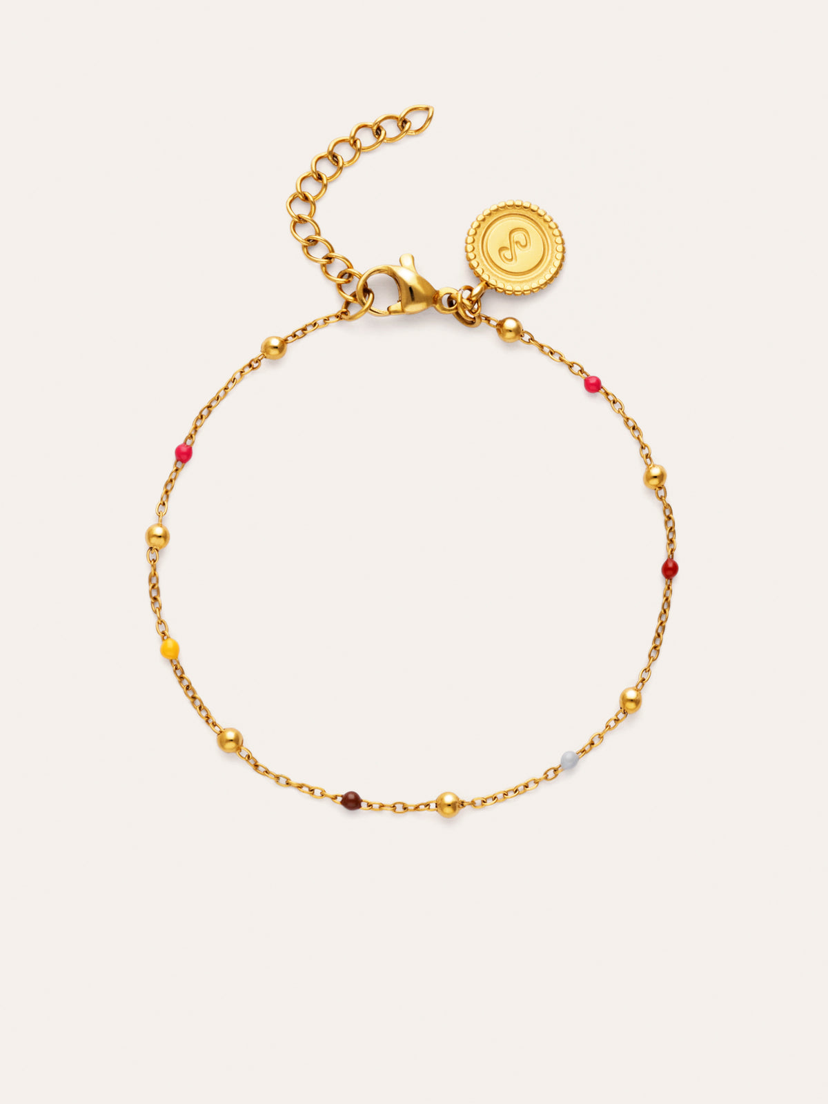Pulseira Calypso Enamel Dots Aço Banho de Ouro