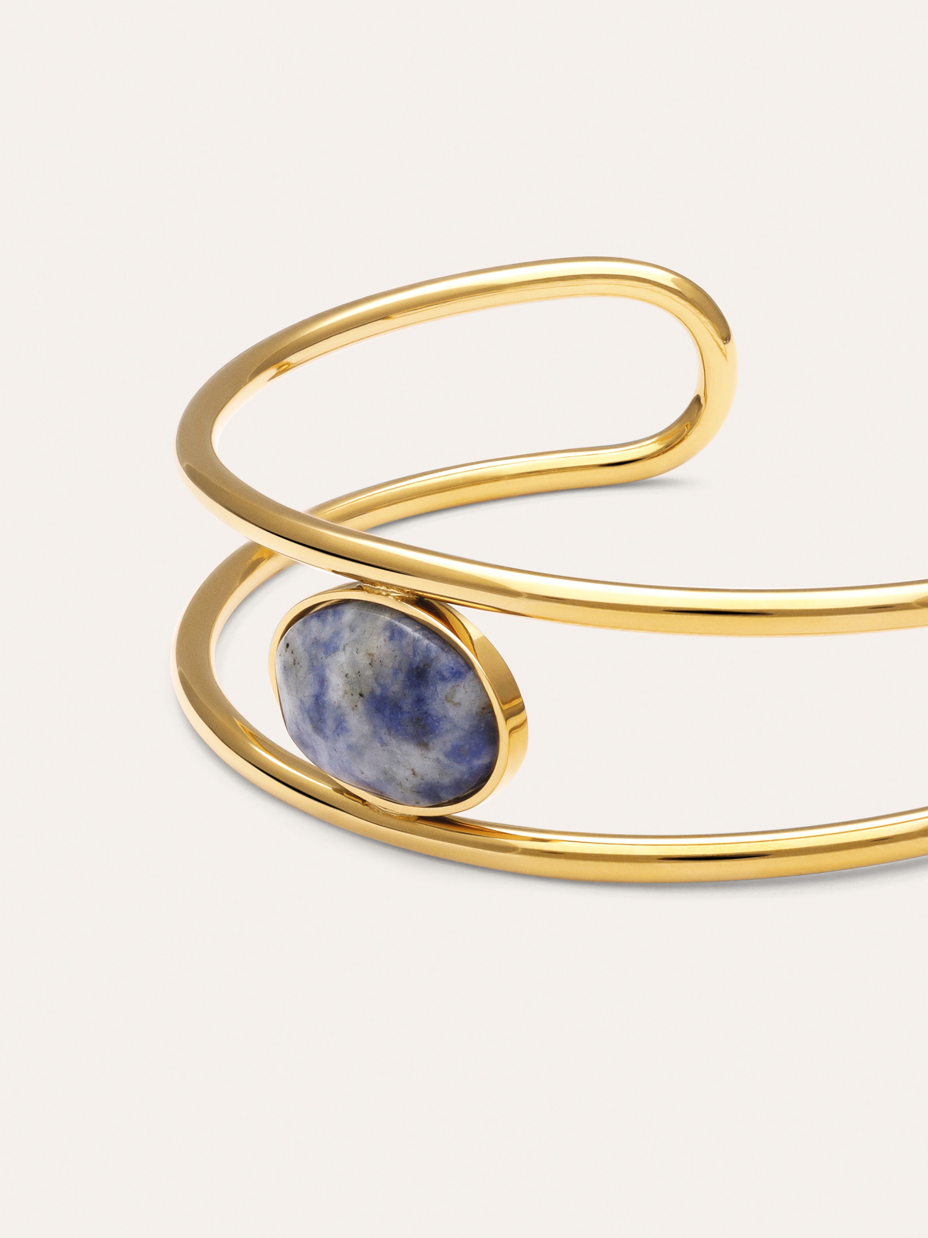 Brazalete Cianita Acero Baño Oro