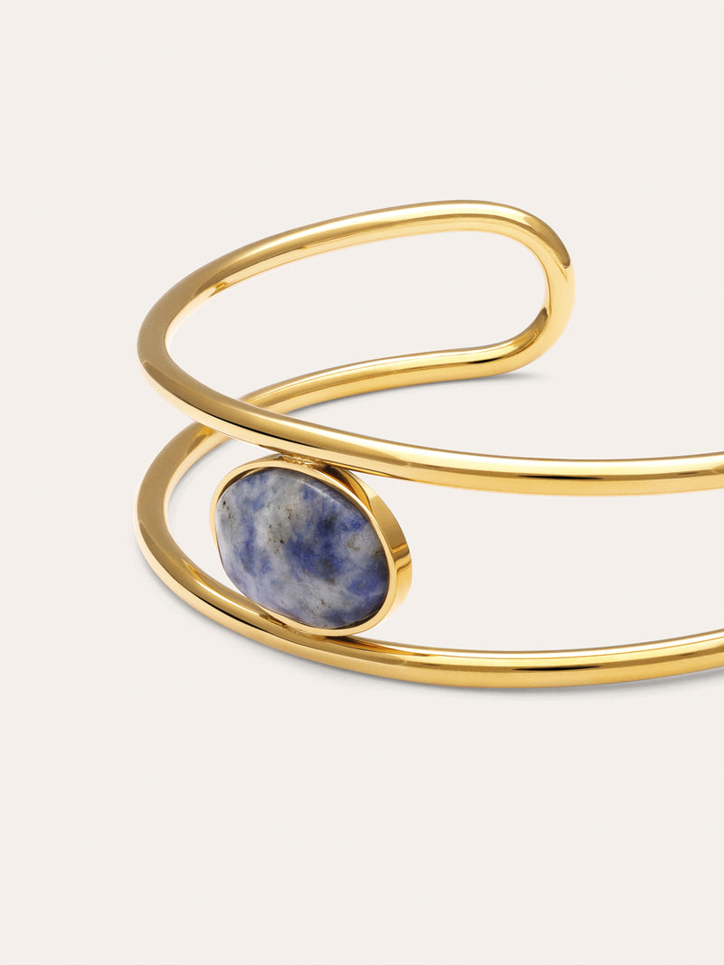 Brazalete Cianita Acero Baño Oro
