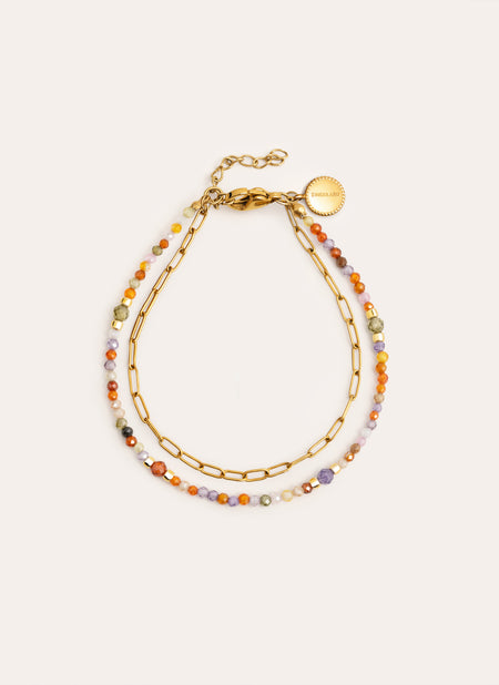 Pulsera Double Crystal Summer Acero Baño Oro