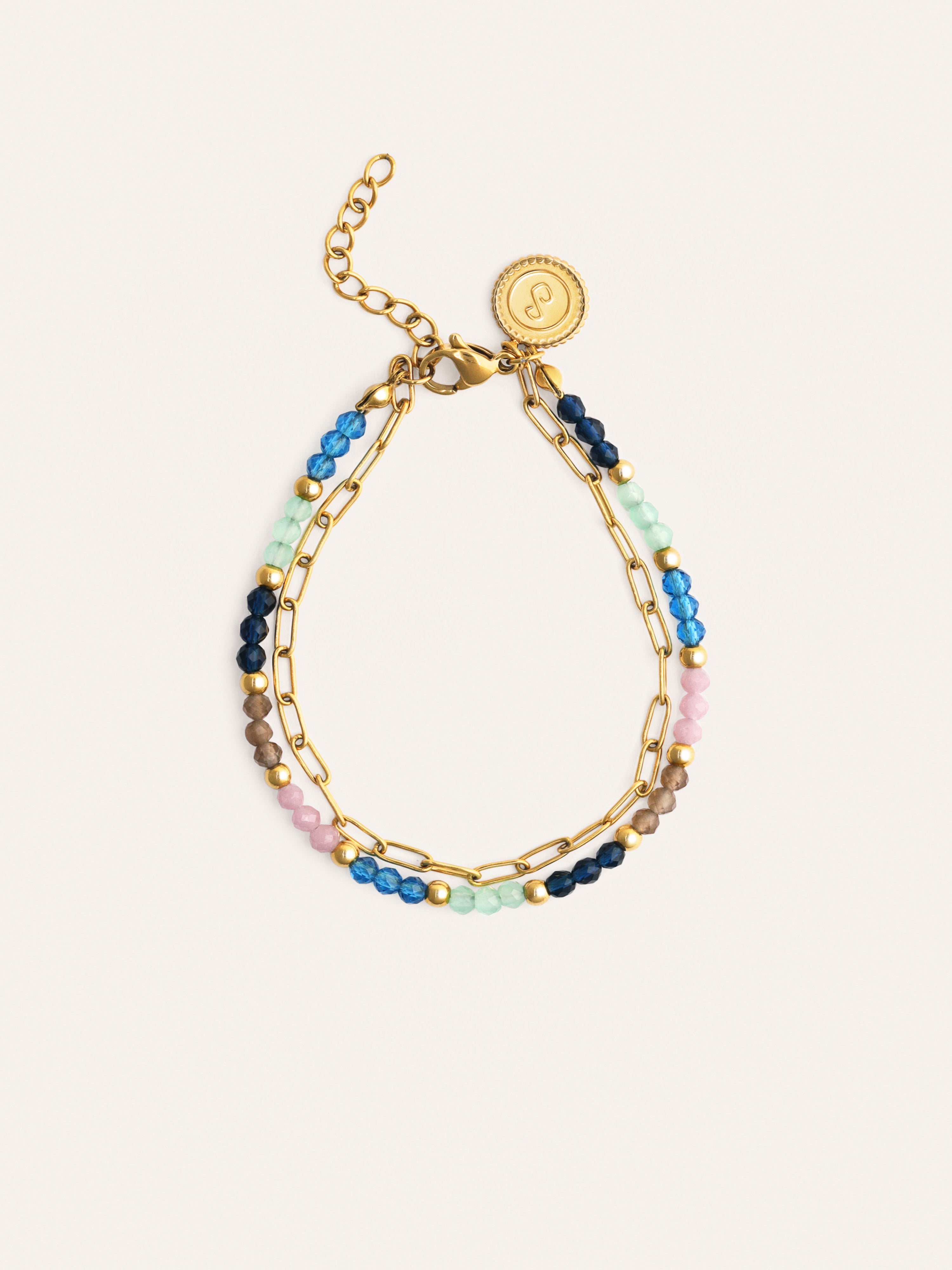 Pulsera Dye Dots Bruma Acero Baño Oro