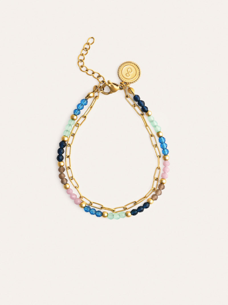 Dye Dots Mist Stainless Steel Gold Bracelet