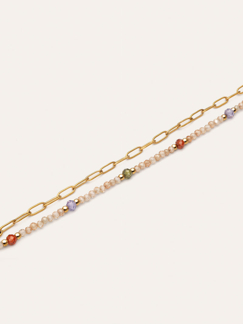 Double Glam Stainless Steel Gold Bracelet