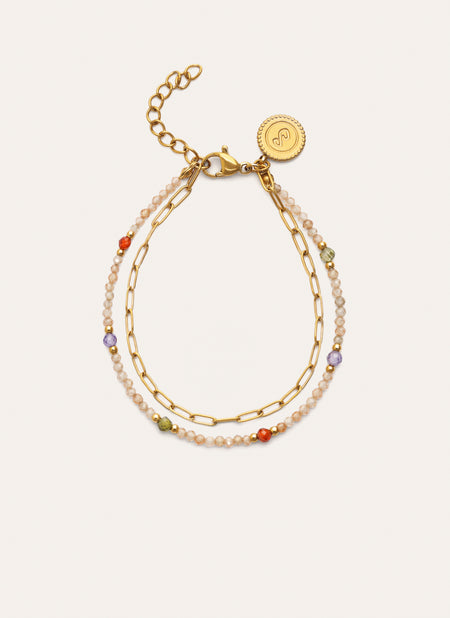 Pulsera Double Glam Acero Baño Oro