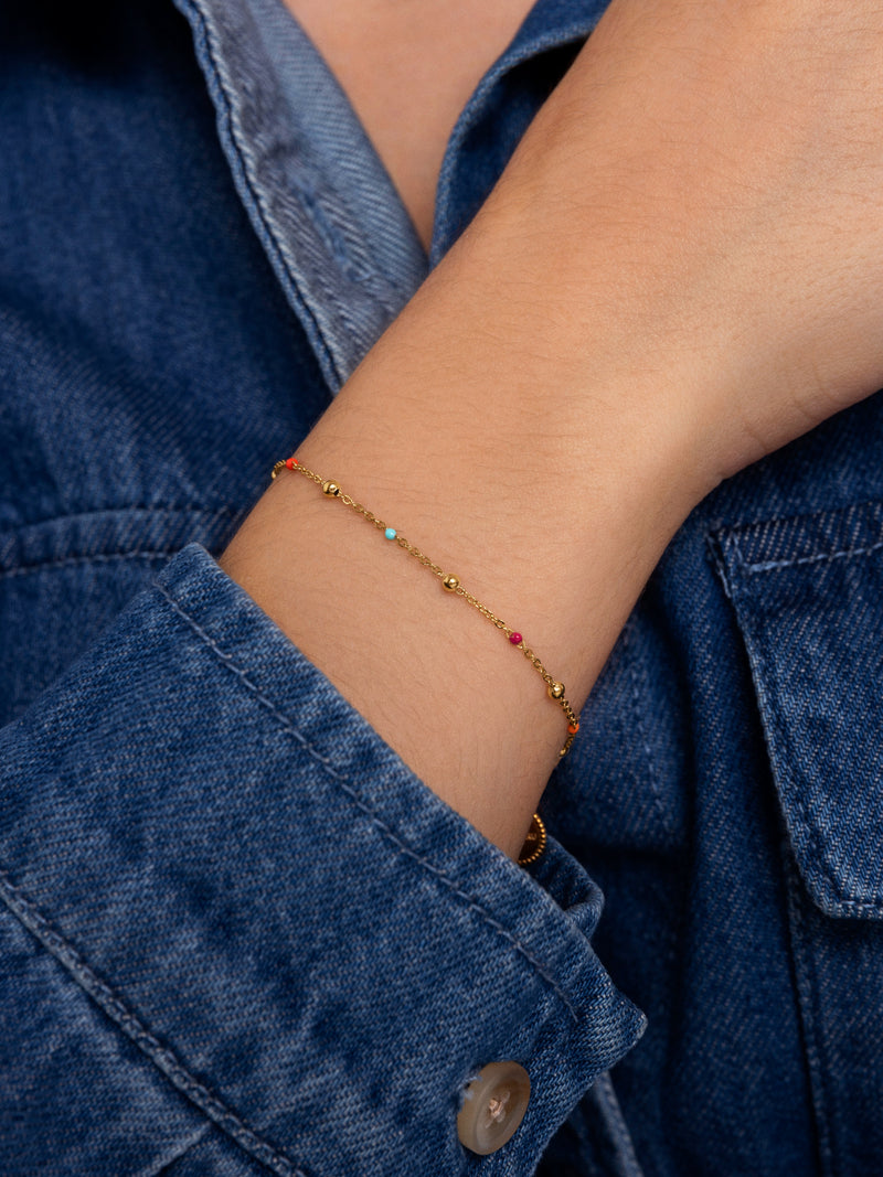 Dots L Colors Enamel Stainless steel Gold Bracelet 