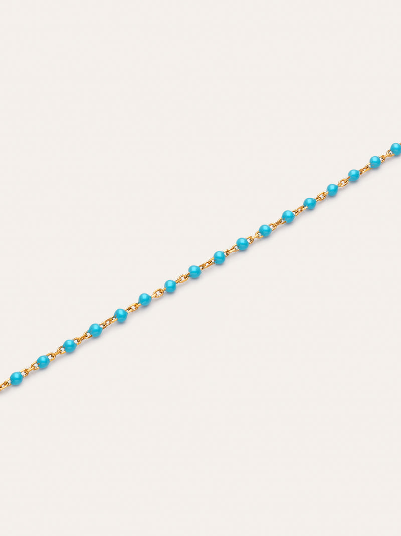 Armband Dots Turquoise Enamel Staal verguld met goud