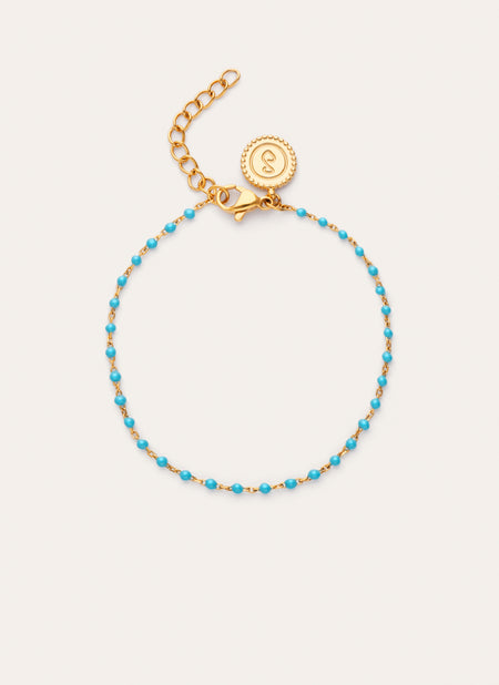 Pulsera Dots Turquoise Enamel Acero Baño Oro