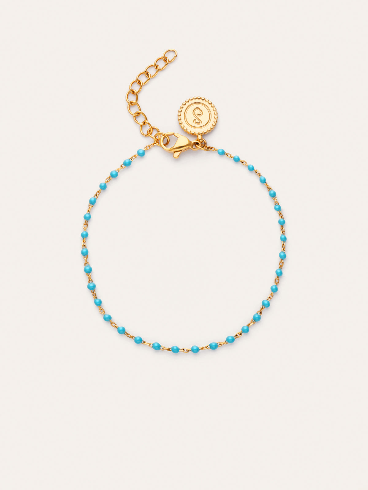 Armband Dots Turquoise Enamel Staal verguld met goud