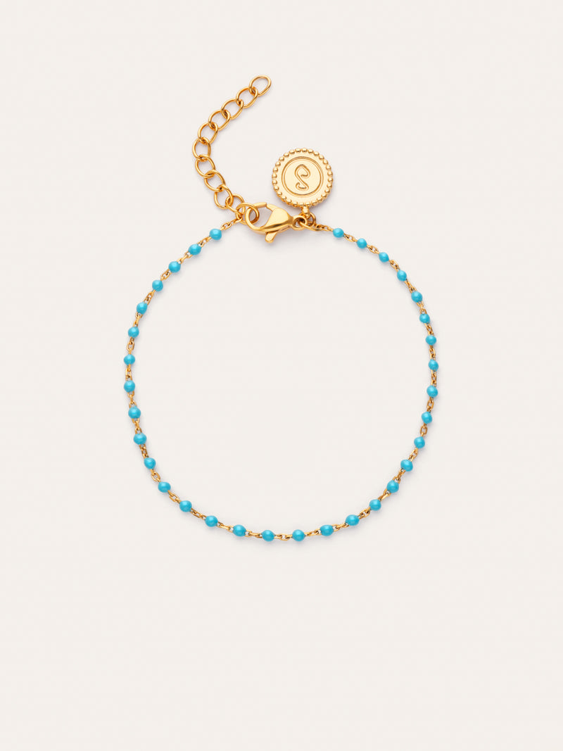 Armband Dots Turquoise Enamel Staal verguld met goud