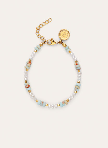 Daylight Pearls Stainless Steel Gold Bracelet