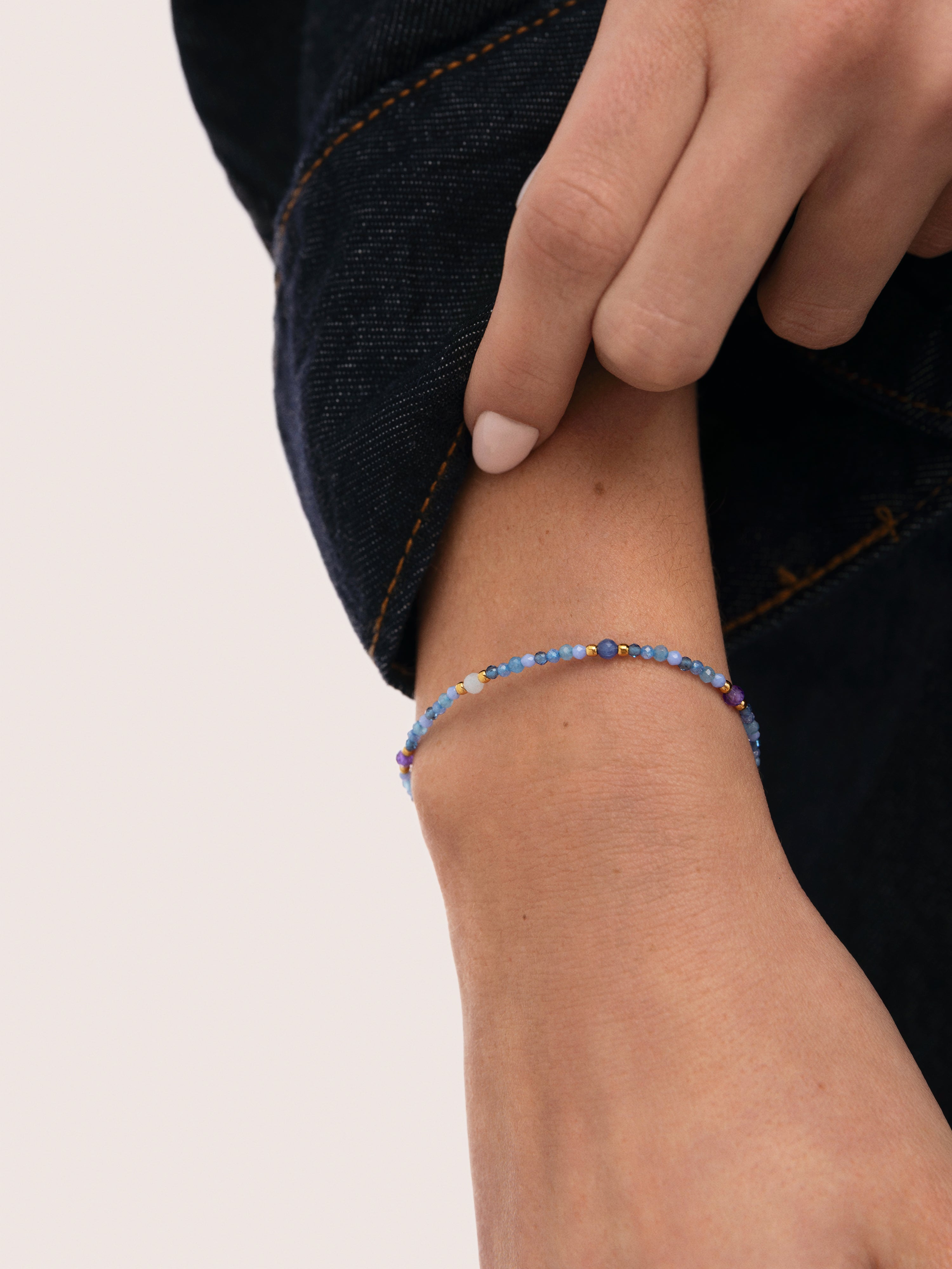 Glam Blue Stainless Steel Gold Bracelet