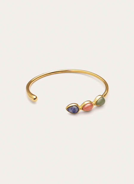 Brazalete Gota Stones Acero Baño Oro