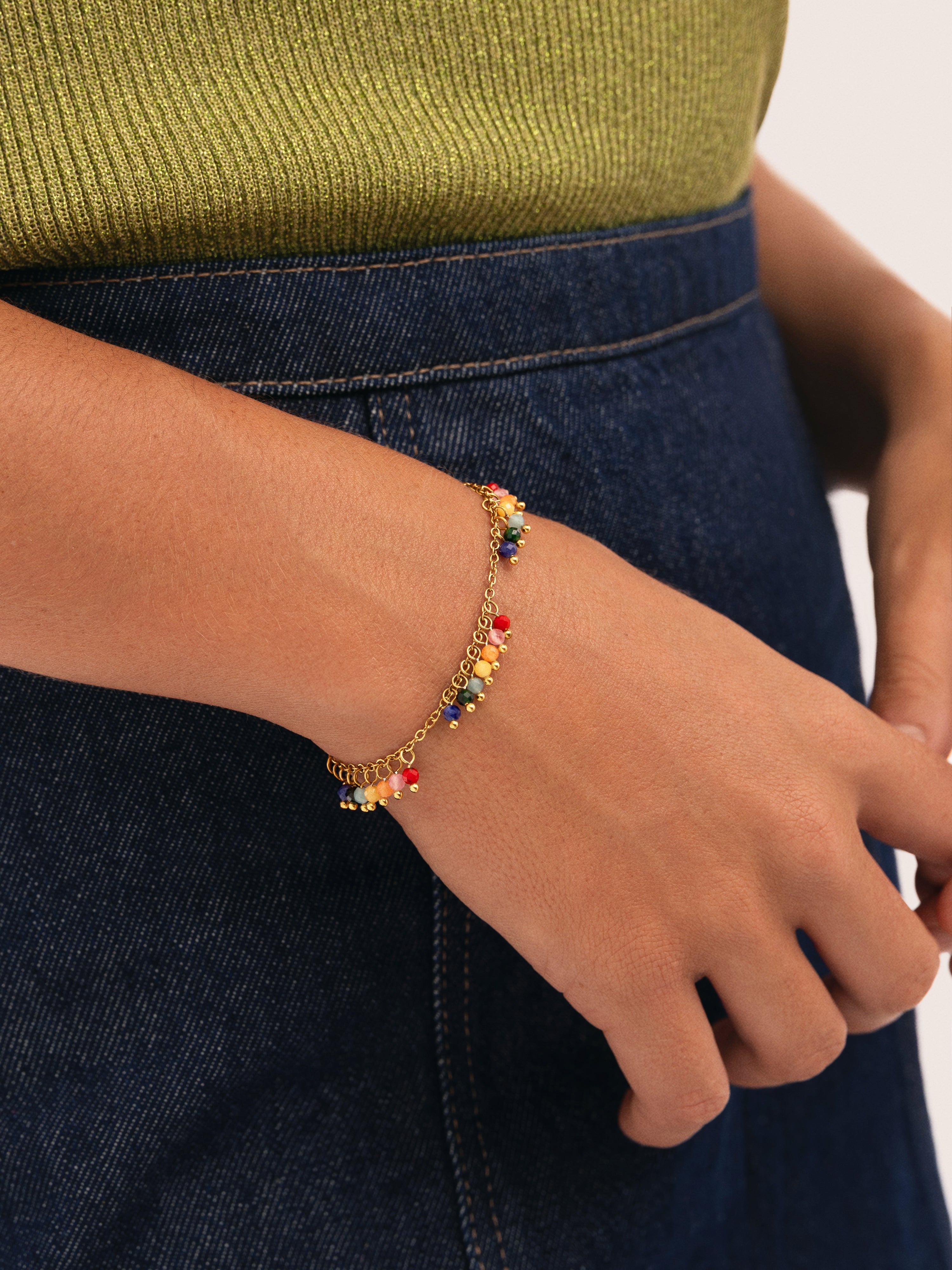 Pulsera Palmar Colors Acero Baño Oro