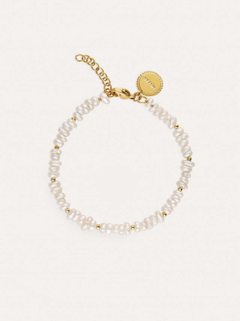 Pearls Dots Stainless Steel Gold Bracelet