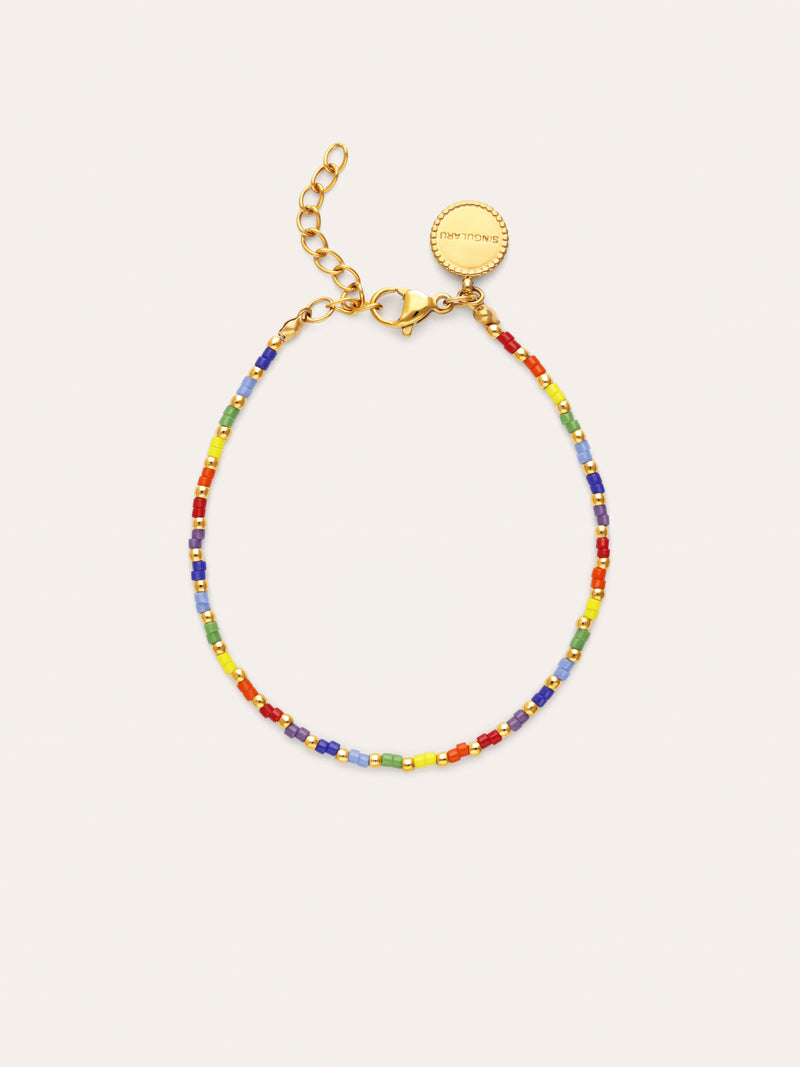 Pulsera Rainbow Colors Acero Baño Oro