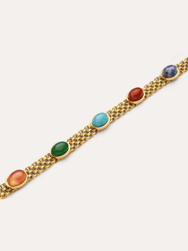 Tape Stones Stainless Steel Gold Bracelet