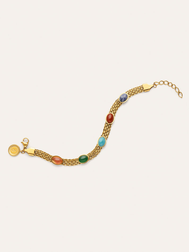 Tape Stones Stainless Steel Gold Bracelet
