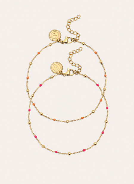 2 Friendship pack Stainless Steel Gold Anklets