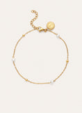 Tobillera Little Pearl Acero Baño Oro