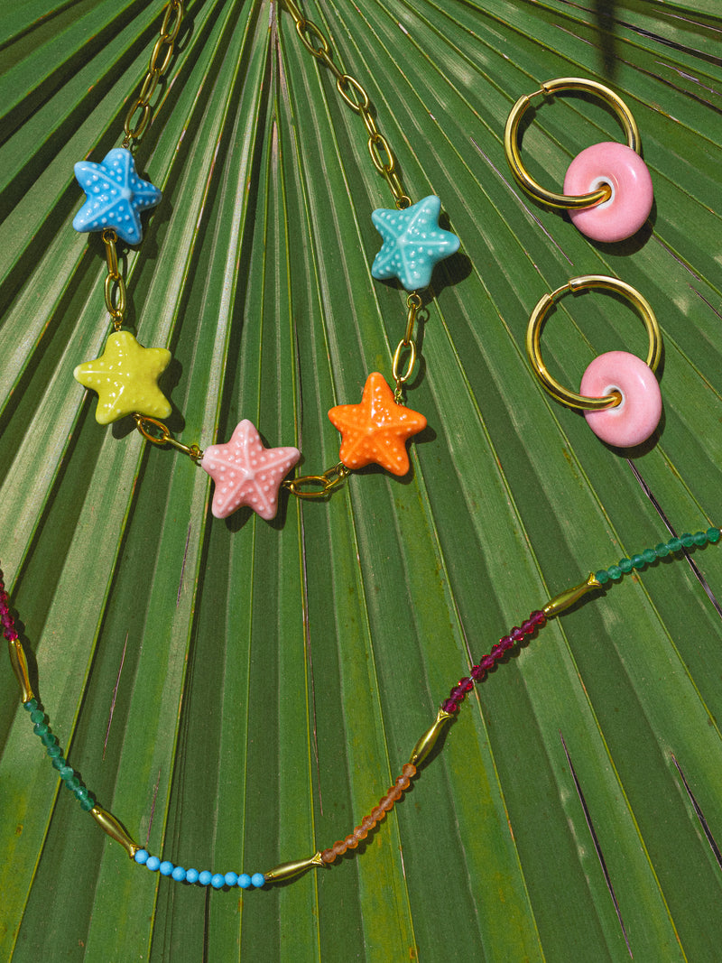 Collar Starfish Chic Color Acero Baño Oro