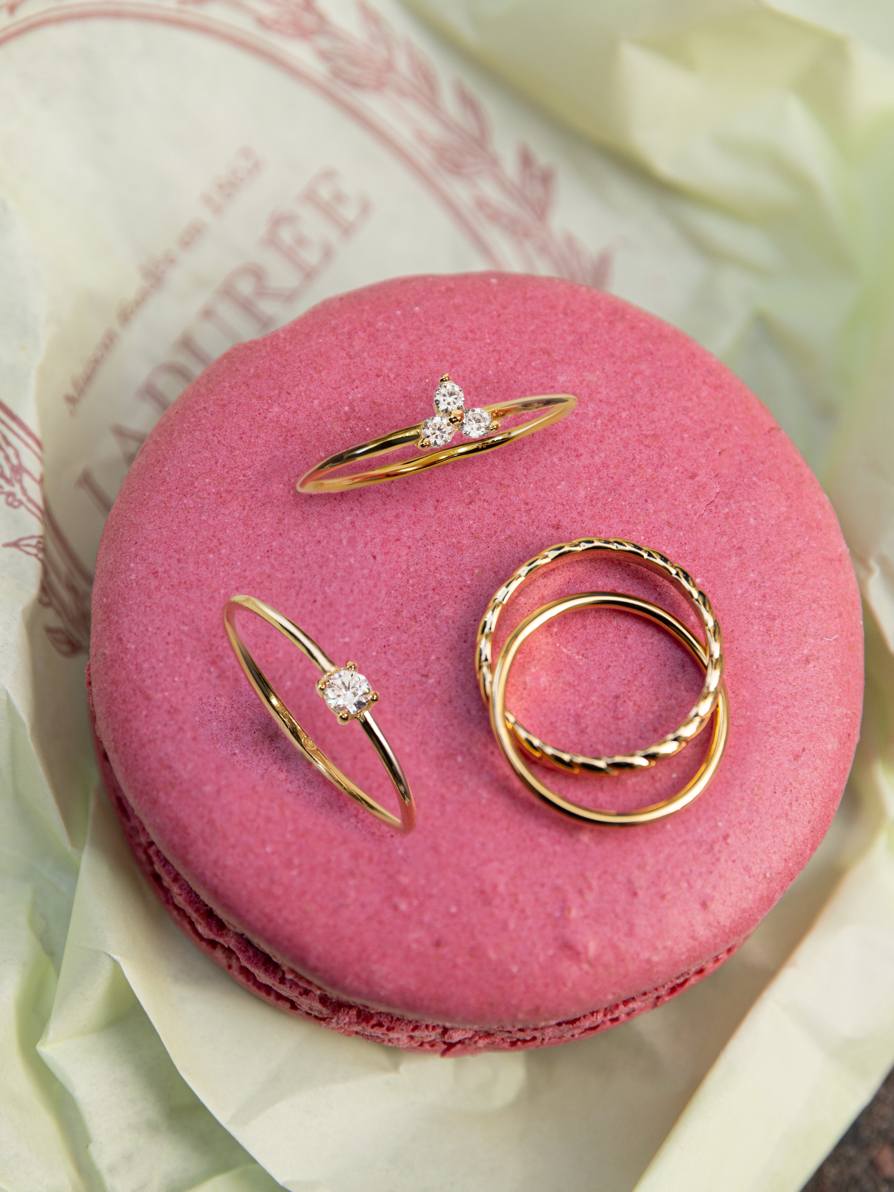 Anillo Single Spark Plata Baño Oro