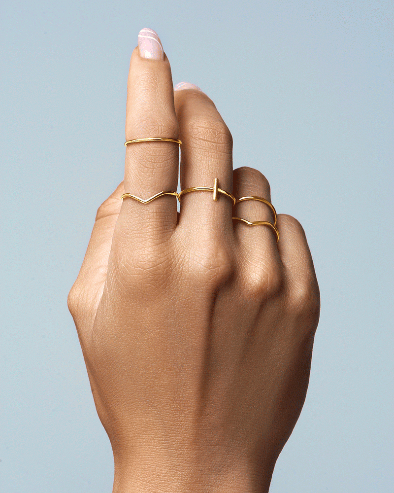 Nefertiti Pack 5 Stainless Steel Gold Rings