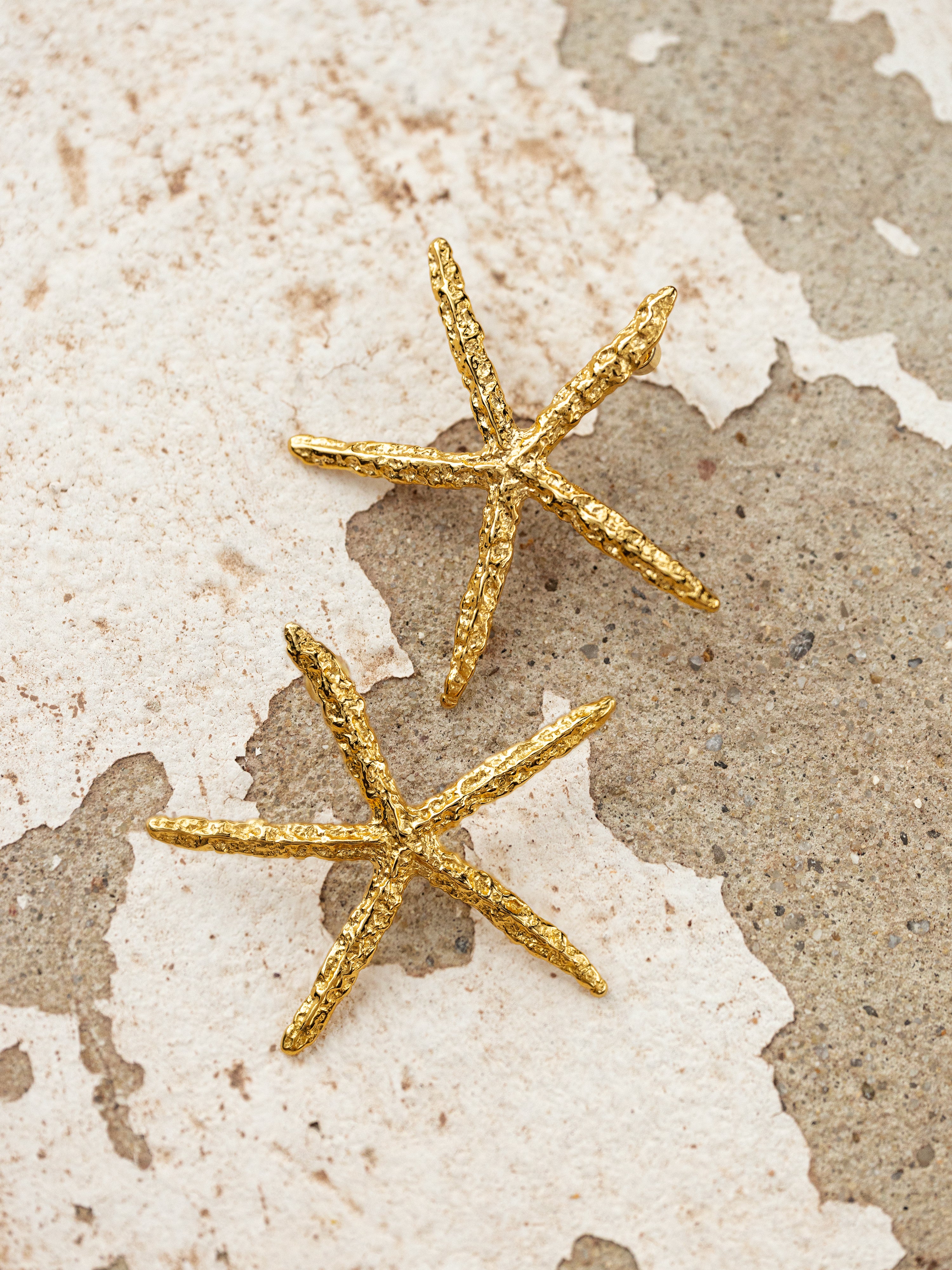 Maxi Starfish Stainless Steel Gold Earrings 