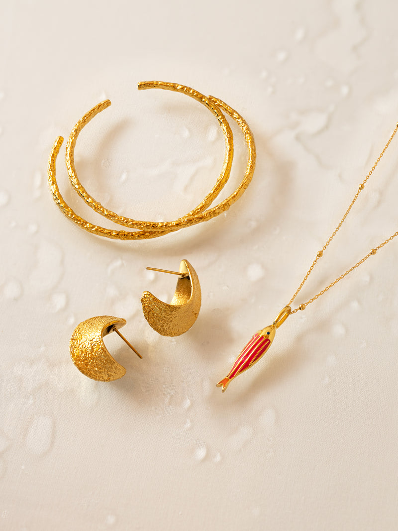 Organic Shape Stainless Steel Gold Earrings