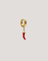 Pendiente Suelto Aro Chili Enamel Acero Baño Oro