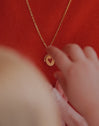 Double Mamá Lovely Heart Gold Medallion Charm