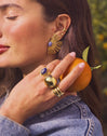 Sunbeam Blue Stainless Steel Gold Earrings