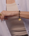 Pulsera Personalizada Medallón Organic Negro Acero Baño Oro