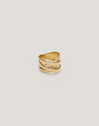 Anillo Double Cross Acero Baño Oro