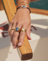 Brazalete Cianita Acero Baño Oro