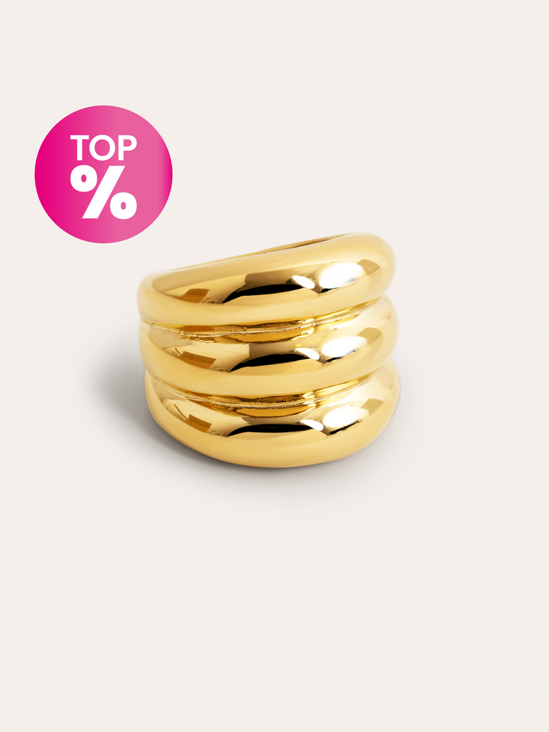 Dune Stainless Steel Gold Ring 