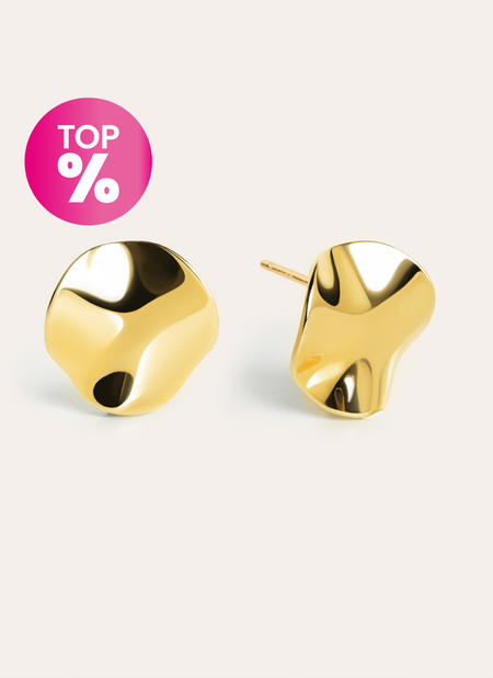 Waves Stainless Steel Gold Earrings
