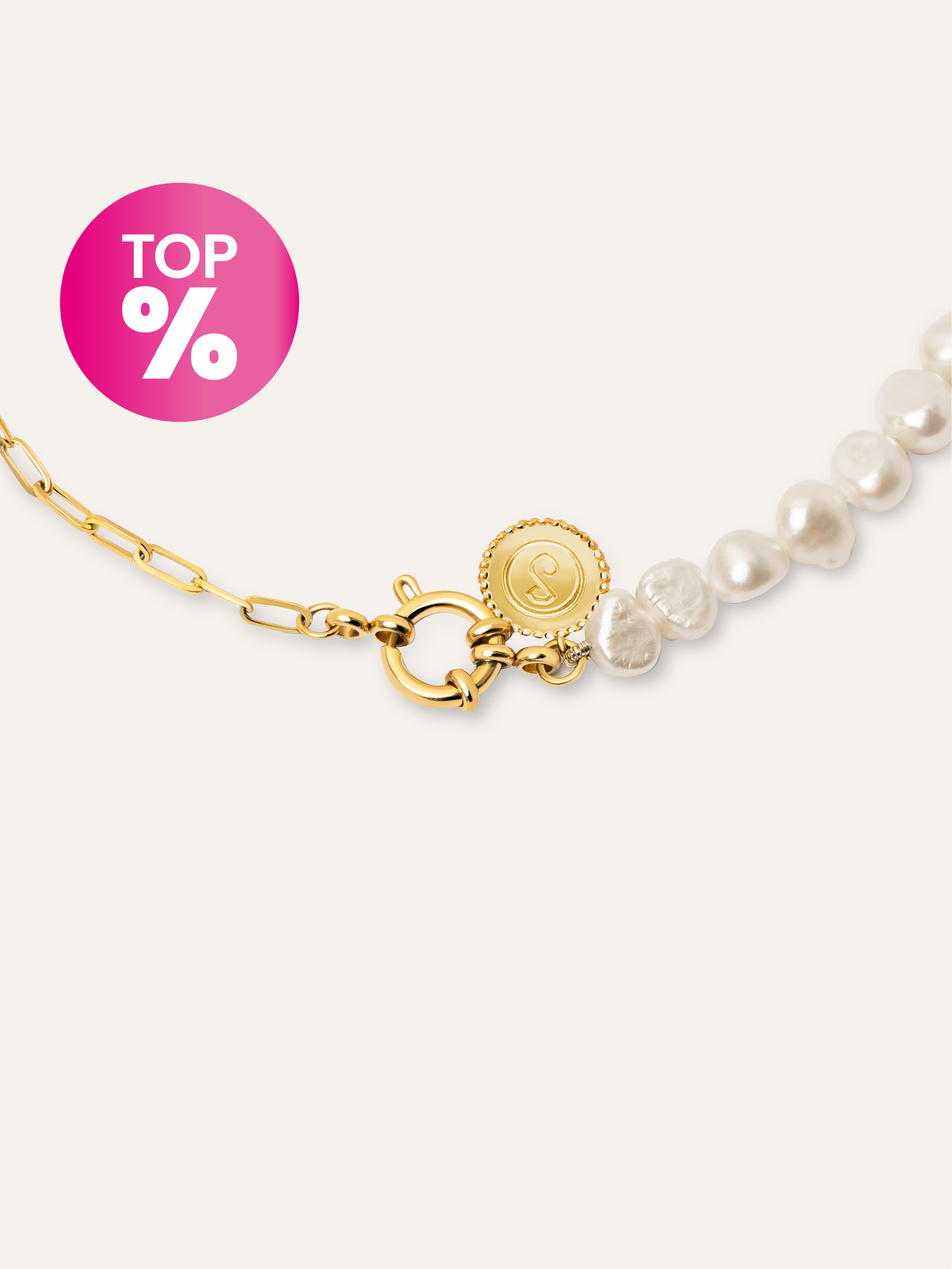 Chic Pearl Stainless Steel Gold Necklace