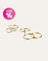 Nefertiti Pack 5 Stainless Steel Gold Rings