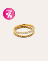 Doble Tressia Spark Stainless Steel Gold Ring 