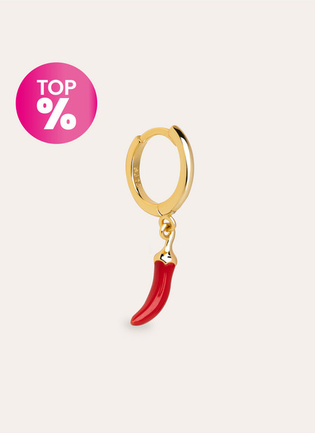 Chilly Pepper Enamel Gold Single Earring 