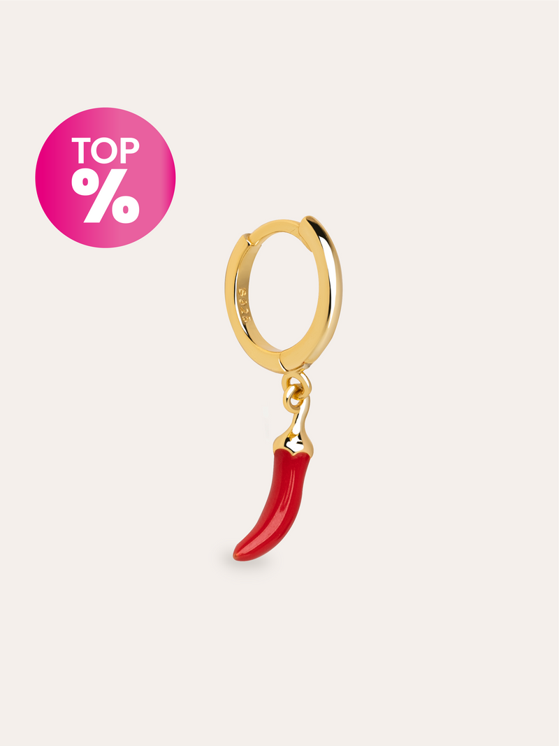 Chilly Pepper Enamel Gold Single Earring 