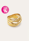 Triple Cross Stainless Steel Gold Ring 